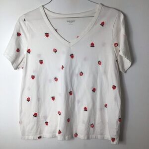 Old Navy White Tee with Gray Logo Print large Tshirt women